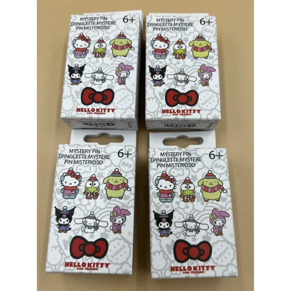 Lot of 4 Sanrio Mystery Pin Winter Outfit Blind Box Hello Kitty Friends Sealed